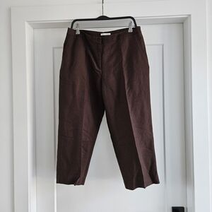 Van Heusen Chocolate Brown Capris Linen Blend Size 12
